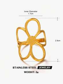 1 pieza Anillo con diseño floral dramático de acero inoxidable enchapado en oro de 18K, joyería de moda para que las mujeres puedan usar a diario, de viaje o en fiestas