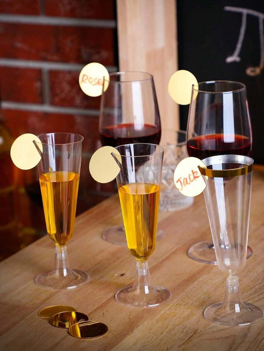 1/30pcs/Set Acrylic Round Drink Cup Decorations, Acrylic Wedding Markers, Champagne Charms Decoration Multi-Functional, Unique Ideal Gifts For Anniversaries,For Valentine's Day,For Mother's Day,For Birthday,For Graduation,For Weddings, Outdoor, Camping