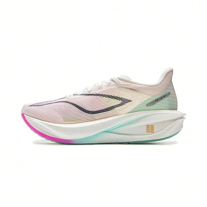 LI-NING FEIDIAN 5 CHALLENGER 女款专业运动跑步鞋 ARMV002 正品官方店 - 白/螢光玫紫紅 - 查看 1