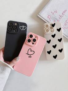 3 件简约心形图案纯色手机壳，适用于三星、苹果 13、14、15、16 系列