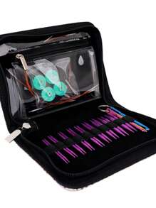 Set de agujas circulares intercambiables para tejer 9 pares de 3mm-6mm/0.12in-0.24in, agujas circulares de aluminio para tejer a mano DIY, color púrpura, agujas para tejer mangas de suéter