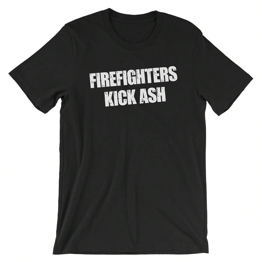 Bomberos Kick Ash, Camisa De Bomberos, Camisa De Voluntario De Fuego,  Bombero, Esposa De Bomberos, Bomberos, Bomberos En Vivo, Regalo De BomberosWo's 220g Thick Cotton T-Shirt With Butterfly Print Pattern, Suitable For Girls And Wo's Short Sved Round Neck Inspirational Shirt, Cute Aesthetic Y2K Style Summer Top, Suitable For Outdoor, Family, Work Or Street Wear Casual Loose Daily T-Shirt - Black - View 1