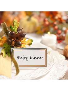 50/100pcs Gold Foil Framed Place Cards, Dining Table Decor Name Cards, Blank Place Cards, Guest Cards, Gold/Silver Foil Stamped Wedding Dinner Table Name Cards, Guest Seating Sign-In Cards, Place Cards, Christmas Wedding Dinner, Party Dinner, Decorations - Multicolor - View 8