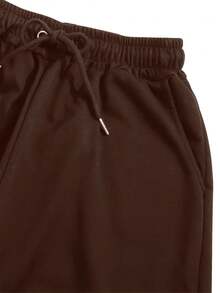 Conjunto mujer deportivo casual sudadera capucha estampado letras corte holgado manga larga otoño invierno uso diario exterior set de dos piezas - Marrón - Ver 6