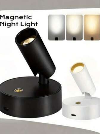 360°旋转夜灯，USB供电，带可充电锂电池，磁性LED阅读灯，阅读灯，触摸可调，适用于卧室床头板、橱柜、客厅、书桌、酒吧装饰展示，生日、圣诞节、情人节、万圣节，完美的礼物