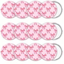 1/3/5/10Pcs Pink Bow Compact Mirror Bulk 2.76 Inch Portable Round Pocket Makeup Travel Mirror Aesthetic Preppy Gift For Women Mom Shower Bridal Bachelorette Party Decoration Home Decor Back To School Room Decor School Supplies