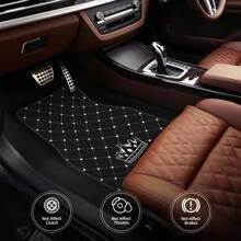 4pcs Car Floor Mats - Crown Printed Carpets, Non-Leather Material, Universal Fit Polyester Fiber Front & Rear Seat Car Mats - Suitable For Sedans, Coupes, SUVs, All-Weather Vehicle Interior Decors, Car Interior Accessories