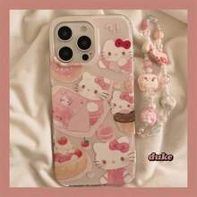 Sanrio Custodia per telefono Sanrio, nuova custodia Hello Kitty a dondolo, cartone animato carino, adatta e compatibile con i modelli di 15/16 ProMax, per ragazze, 13/14/15/12/12 Pro/11/11 Promax/14 Plus/13 Pro Max/XR/XS Max