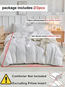 2/3pcs Set White Plush Texture Bohemian Style Duvet Cover Set, Polyester Modern Bedding Set, Suitable For All Seasons, Soft & Breathable, Machine Washable (1 Duvet Cover + 1/2 Pillowcase, Excluding Filler) - White - View 4