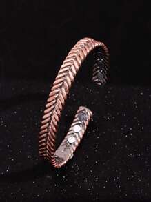 1 pieza Conjunto de brazalete magnético y anillo con diseño de flor vintage, para proteger la salud y prevenir lesiones, brazalete magnético ajustable de cobre antiguo enchapado para hombres y mujeres