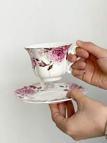 European Style Cup And Saucer Set With Vintage Golden Design, Luxury English Tea Cup & Saucer Sets For Afternoon Tea, Ceramic Tea Set For Palace, Housewarming, Gift, Party - Multicolor - View 8