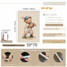 1 Tranh Gấu Thể Thao Ngộ Ngộ Trang Trí Tường Phòng Trẻ Em - 6 Mẫu Thiết Kế Đáng Yêu, Có/Không Khung | Tranh vẽ tay trên vải canvas hình động vật, phù hợp với trang trí phòng trẻ em tông màu trung tính, khung gỗ, dễ treo, trang trí phòng trẻ em chủ đề bóng chày, bóng đá, golf, thiết kế tông màu retro nhẹ nhàng, lựa chọn quà tặng tốt nhất - Nhiều màu - Xem 39