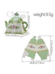 5pcs Tea Party Gift Box, Vintage Floral Teapot Box, Flower Tea Party Gift Box, European Candy Box, Teapot Candy Box, Tea Party Decoration, Suitable For Afternoon Tea Time, Garden, Bride's Wedding, Birthday, Party