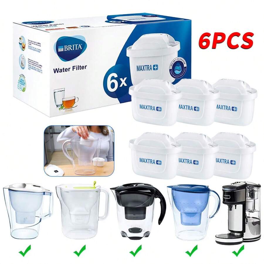 New 6 Pack BRI TA Maxtra+ Plus Water Filter Jug Replacement Cartridges Refills.UK - White - View 1