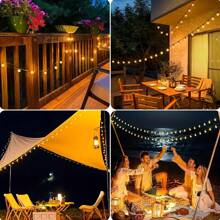 2pcs/1pc Solar Outdoor String Lights, 20LED/100LED Solar Crystal Fairy String Lights, 8 Lighting Modes, Multi-Group, Semi-Embedded Installation, Button Control - Ideal For Weddings, Parties, Patios, Gardens, Christmas And Halloween Celebrations