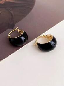 1 对简约时尚法式复古独特个性化女士环形耳环