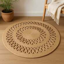 Well Home Round Braided Jute Rug With An Openwork Design. Free Shipping Within 24/72 Hours. - Beige - View 4