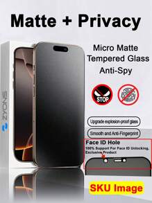 ZYONS 2 protectores de pantalla de vidrio templado mate y esmerilado antiespia para iPhone, cobertura completa, tacto delicado, antihuellas, fácil de instalar, antirreflejo, antiimpactos, compatible con iPhone 16E/16 Pro Max/16 Pro/16 Plus/16/15 Pro Max/14 Pro Max/13 Mini/12/11/XS MAX/XR/8+/7 Plus. Regalo ideal para cumpleaños, familia y amigos.
