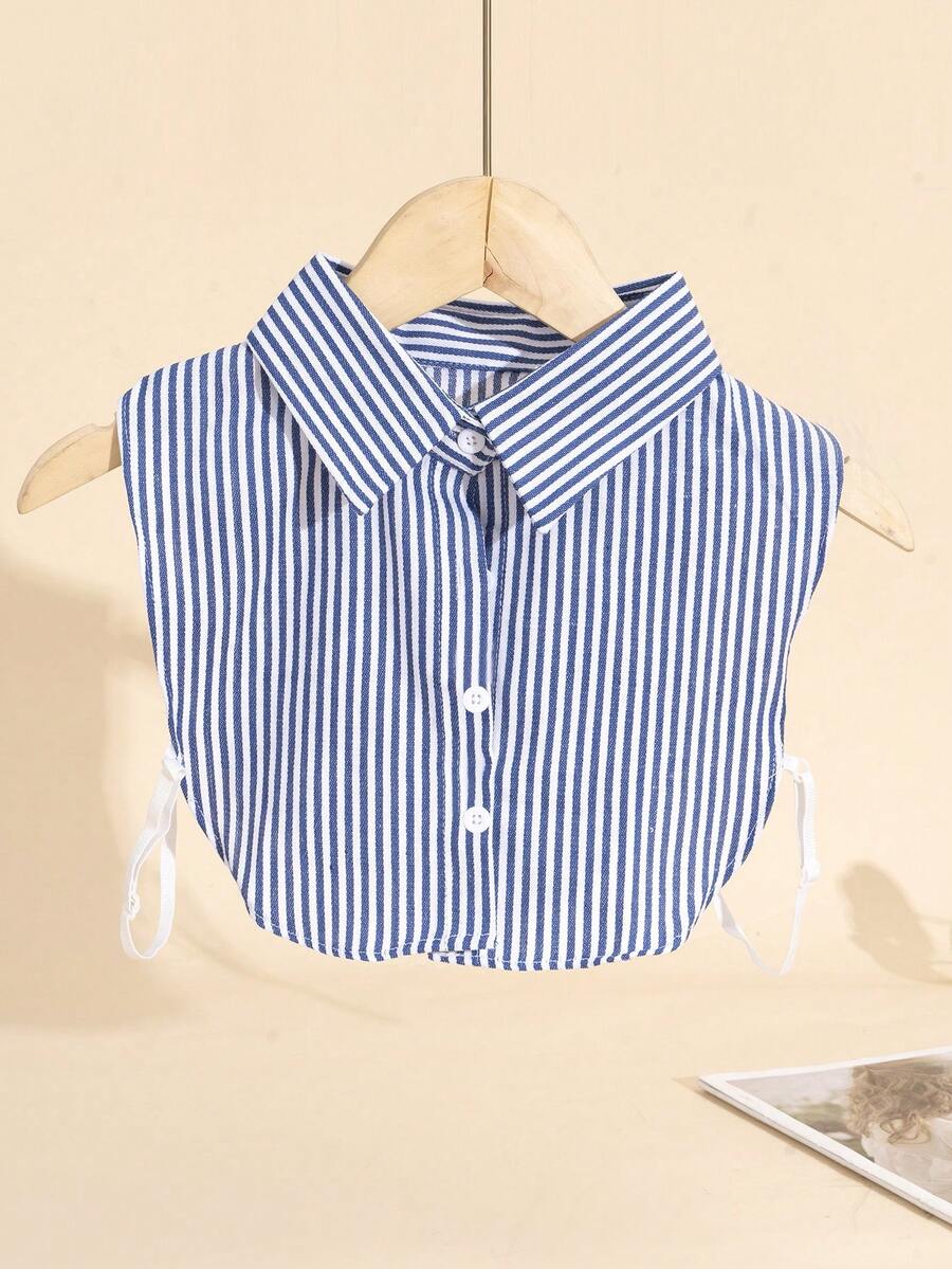 1 件女士条纹尖领假领连体裤适合日常穿着配饰女士