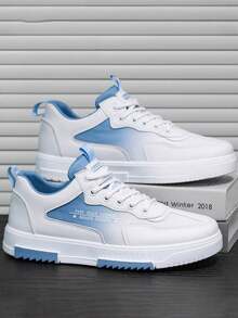 Moda de los hombres de color degradado Low Top Thick Bottom zapatillas de baloncesto,Transpirable Round Toe Lace Up Casual Sneakers,antideslizante suela de goma zapatillas de tenis de los hombres - Celeste - Ver 7