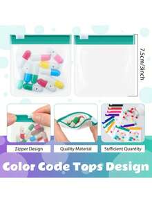 Set de 5 piezas/7 piezas/10 piezas de bolsas organizadoras de medicamentos portátiles, bolsas impermeables con cremallera resellable para almacenar pastillas y cápsulas, de colores aleatorios - color aleatorio - Ver 4