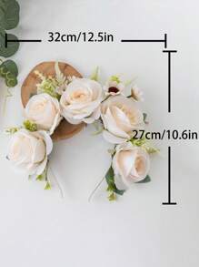 1pc Rose Boho Fabric Flower Headband, Elegant And Casual, Suitable For Spring, Summer, Beach, Forest Photography, Autumn, Boho Wedding