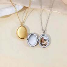 [Personalizado] Colar com moldura oval para fotos, você pode abrir e imprimir o pingente de moldura em forma de O, colar com corrente, acessórios de joias, casamento, animal de estimação, dia das mães, dia dos pais, presente de casal