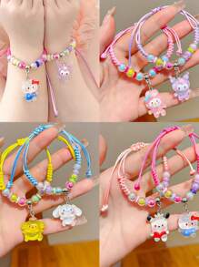 Sanrio Sanrio Hello Kitty Adjustable Woven Bracelet Handcrafted Cute Resin Pendant Jewelry, Suitable For Teenagers, Birthday Gifts For Best Friends, Anime Fashion Birthday, Easter Christmas Gifts.Friendship Bracelet,Girls Bracelets