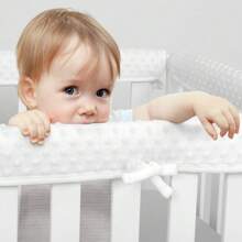 3pcs Baby Crib Bumper Pads, Plush Dotted Padded Crib Rail Cover, Anti-Bite, Anti-Collision Nursery Bedding Protector