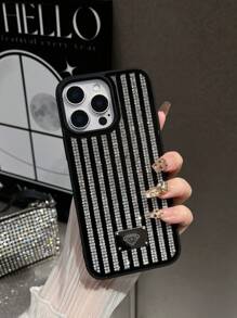 1pc Multicolor Mirror Rhinestone Inlaid Chain Design Cell Phone Case With Skin-Friendly & Comfortable Feel, Applicable For IPhone 16