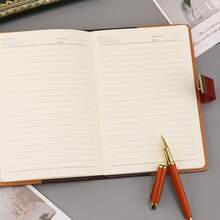 1 Pc Password Lock Notebook Retro Diary Clipbook Meeting Minutes Student Office Available Locked Notebook,School Supplies,Back To School - Multicolor - View 10