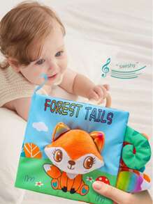 Soft Baby Book High Contrast Baby Toy, Touch And Feel Wrinkle-Free Cloth Book Baby Toy, 3D Animals, Made Of Fabric, Bright Colors, Christmas Stocking Filler Gift For Newborn Boys And Girls 0-6-12 Months