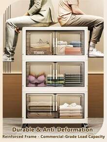 5/4/3/2/1 Layer Storage Cabinet, Foldable Storage Box, Home Living Room Toy Cabinet, Storage Shelf, Free Installation Kitchen Cabinet - Multicolor - View 4