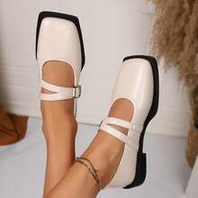 Eleganti ballerine quadrate alla moda, scarpe Mary Jane traspiranti e leggere per donna, scarpe casual piatte per matrimoni, feste, vacanze e ufficio, regalo per signora - Bianco - Visualizzare 5