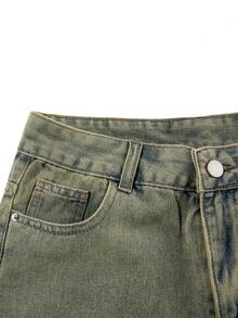 Men's Lightweight Summer New Fashion Ripped Thin Denim Shorts - Yellow - View 5