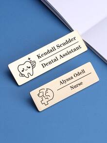 1pc Custom Engraved Name Badge Pin,Stainless Steel Name Tag Square Shape Badge For Managers And Professionals, Minimalist Design Business ID - Multicolor - View 6