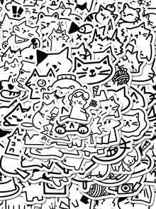 SCXXBSW 110pcs Minimalist Cat Cartoon Doodle Stickers, Waterproof Decorative Stickers For Planner, Water Bottle, Notebook, Luggage - Multicolor - View 2