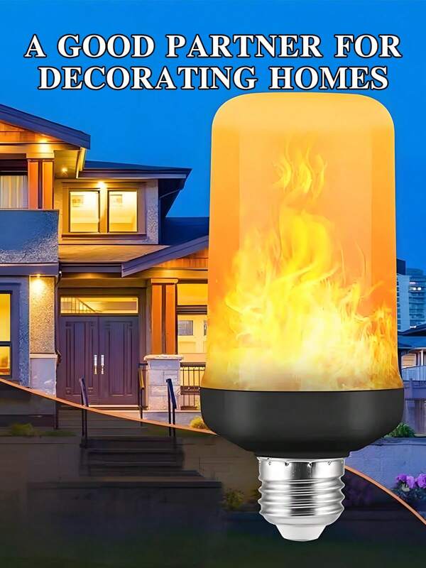 4 pezzi Lampadine a LED a effetto fiamma, attacco E26/E27, lampadine a fiamma per Ognissanti, lampadine gialle a luce tremolante con effetto capovolto, 4 modalità di luce a fiamma, per Natale, feste, decorazioni per interni ed esterni.