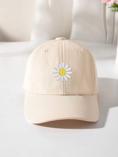 1pc 3-12 Years Old Kids Baseball Cap, Fashionable Unisex Anti-UV Sunshade Baseball Cap With Floral Embroidery, Suitable For Indoor & Outdoor Use