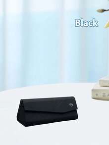 1 件时尚可折叠三角形太阳镜/眼镜盒，简约便携式抗压皮革眼镜盒