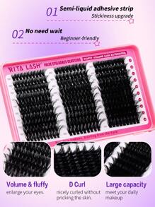 RITALASH RITALASH 592pcs/460pcs/288pcs/280pcs/180pcs D Curl Individual Cluster Lashes 6 Styles Book Clusters DIY False Eyelash Extension Mix Length Fluffy And Comfortable False Eyelashes At Home For Daily Life&Dates And Party