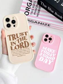 3pcs Inspirational & Christian-Themed Black/Beige/Pink Phone Cases, Compatible With IPhone & Galaxy,International Version, Not The Domestic Version - Multicolor - View 3