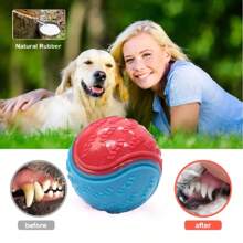 1pc Random Color,2.55in Squeaky Dog Chew Toys Rubber Ball For Aggressive Chewers Teeth Cleaning - Bite-Resistant Dental Ball With Noise Maker For Puppy Teething Training ,Dog Accessories