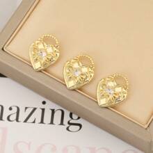 3 Pieces Of Handmade DIY Pendant Jewelry, Copper Inlaid With Zirconia, Plated With 18K Gold, Available In Various Styles Such As Flowers, Crosses, And Heart Pendants. Exquisite And Fashionable Accessories That Can Be Made Into Earrings, Necklaces, Bracelets, And Anklets. Also A Great Gift For Friends.
