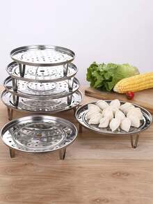 1pc Stainless Steel Steamer Rack - Suitable For Storage Pots, Multi-Layer Round Steamer Insert With Can Holder Accessories, Ideal For Home Kitchens