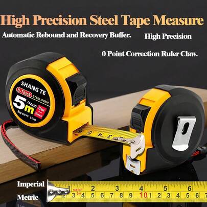 2M/5M Premium Stahlmaßband, Maßstab nach Maß, Präzisionsmessgerät, tragbarer hochgenauer Metrik/Imperialer Maßstab, strapazierfähiger kratzfester Edelstahl Einziehbarer Maßstab 5M/7,5M