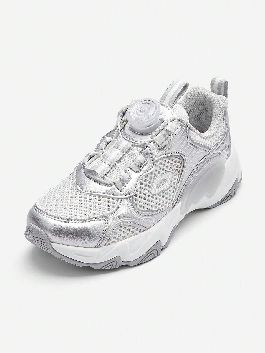 Balabala 男童运动鞋复古厚底运动鞋2025夏季新款网面鞋 - 白灰色調 - 查看 1