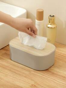 1pc Bamboo Wood Tissue Box, Minimalist Wooden Cover Tissue Box For Home And Car Use, Paper Storage Box.Living Room Desktop Storage, For Hotel/Office For Public Restroom Home Decor, School Supplies Bathroom Accessories Bathroom Organizer Back To School