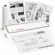 Impressora Portátil Sem Fio para Viagem, Impressora Térmica Suporta Papel Térmico Tamanho Carta EUA 8,5 x 11 pol., Legal A4 e A5, Impressora Sem Tinta para Casa, Escritório, Viagem, Escola, Veículos