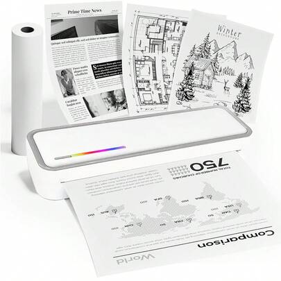 便携式无线旅行打印机，热敏打印机支持 8.5 X 11 英寸美国信纸和法律 A4 和 A5 热敏纸，无墨打印机，适用于家庭、办公室、旅行、学校、车辆